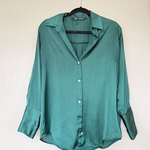 Zara green Button Down Shirt